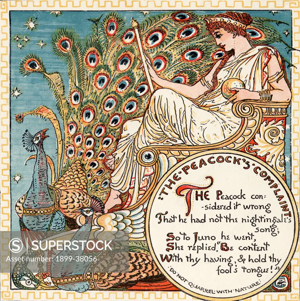 The Peacocks Complaint, From the book Babys Own Aesop by Walter Crane published c1920