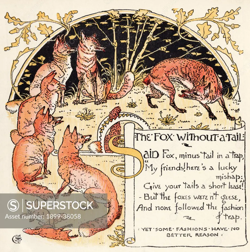 The Fox Without a Tale From the book Babys Own Aesop by Walter Crane published c1920