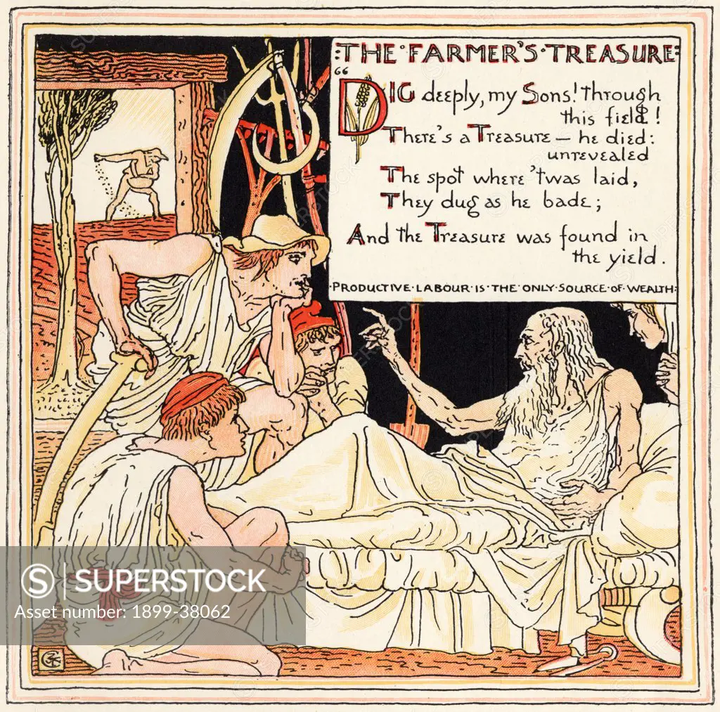 The Farmers Treasure From the book Babys Own Aesop by Walter Crane published c1920