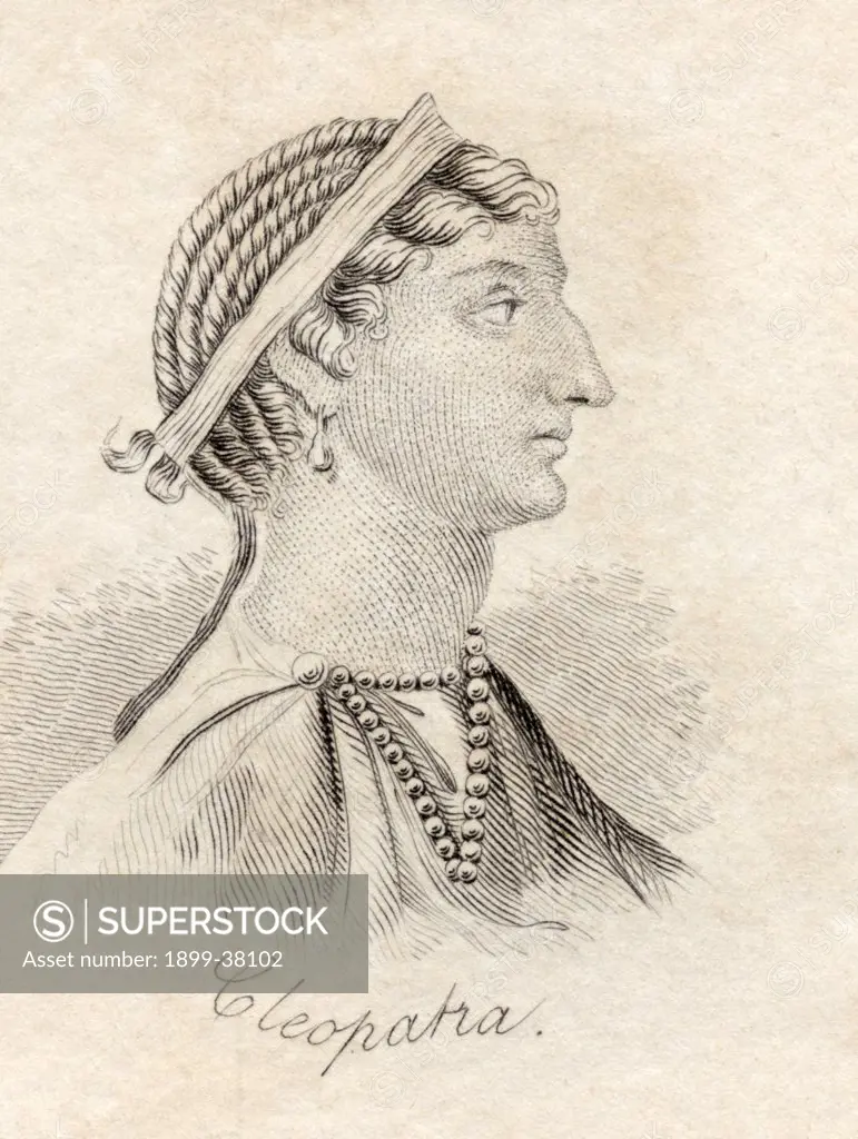 Cleopatra Filopater Nea Thea Cleopatra VII 69 BC.-30BC Last Queen of Egypt From the book Crabbs Historical Dictionary published 1825