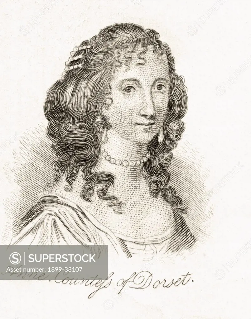 Anne Clifford Countess of Pembroke Dorset and Montgomery 1590-1676 English landowner and patron of authors and literature From the book Crabbs Historical Dictionary published 1825