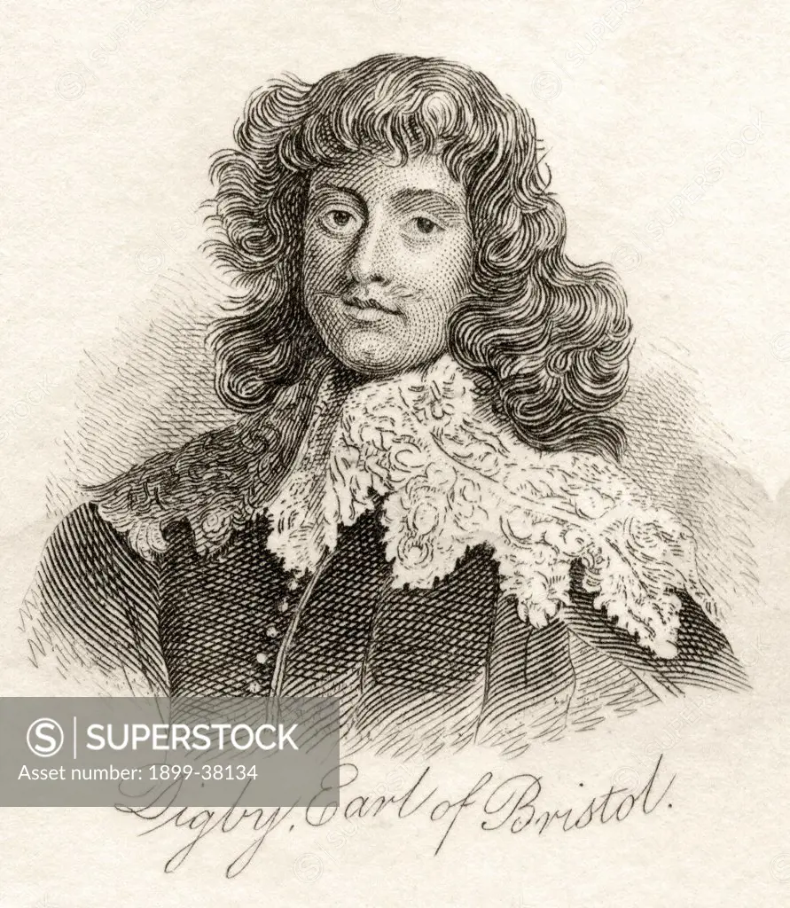 George Digby 2nd Earl of Bristol 1612 - 1677 English Royalist Advisor to kings Charles I and Charles II From the book Crabbs Historical Dictionary published 1825