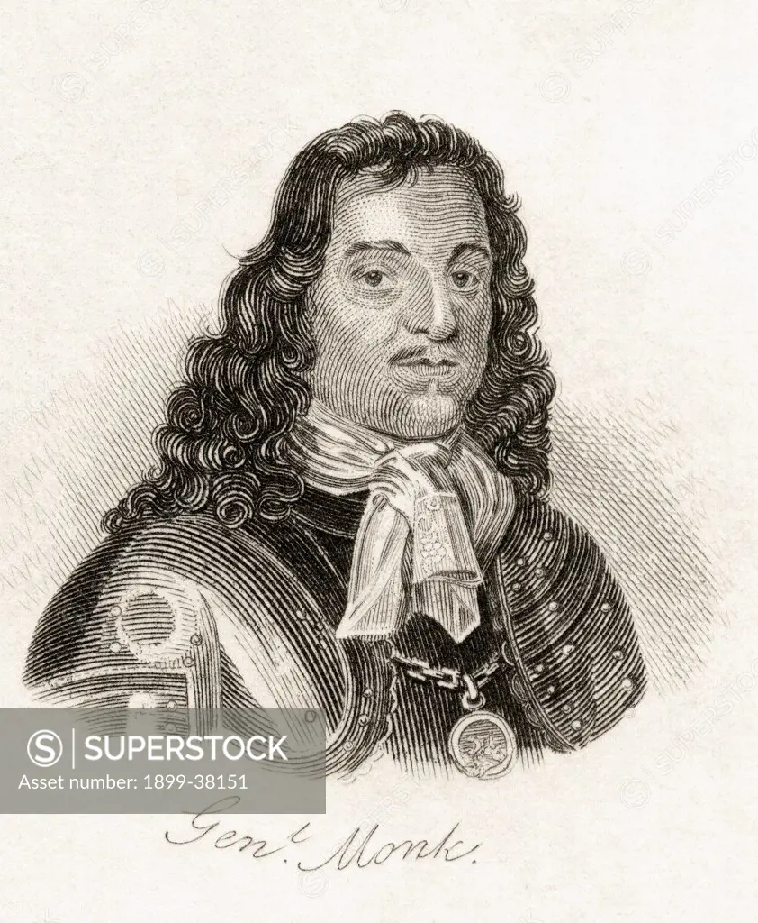 George Monck 1st Duke of Albemarle Earl of Torrington Baron Monck of Potheridge Beauchamp and Teyes 1608-1670 English general who fought in Ireland and Scotland during English Civil Wars From the book Crabbs Historical Dictionary published 1825
