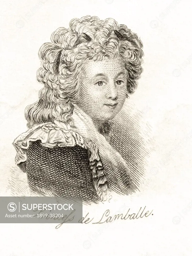 Princesse de Lamballe Marie Therese Louise de Savoie-Carignan 1749 -1792 Italian French courtier and intimate companion of Marie-Antoinette From the book Crabbs Historical Dictionary published 1825
