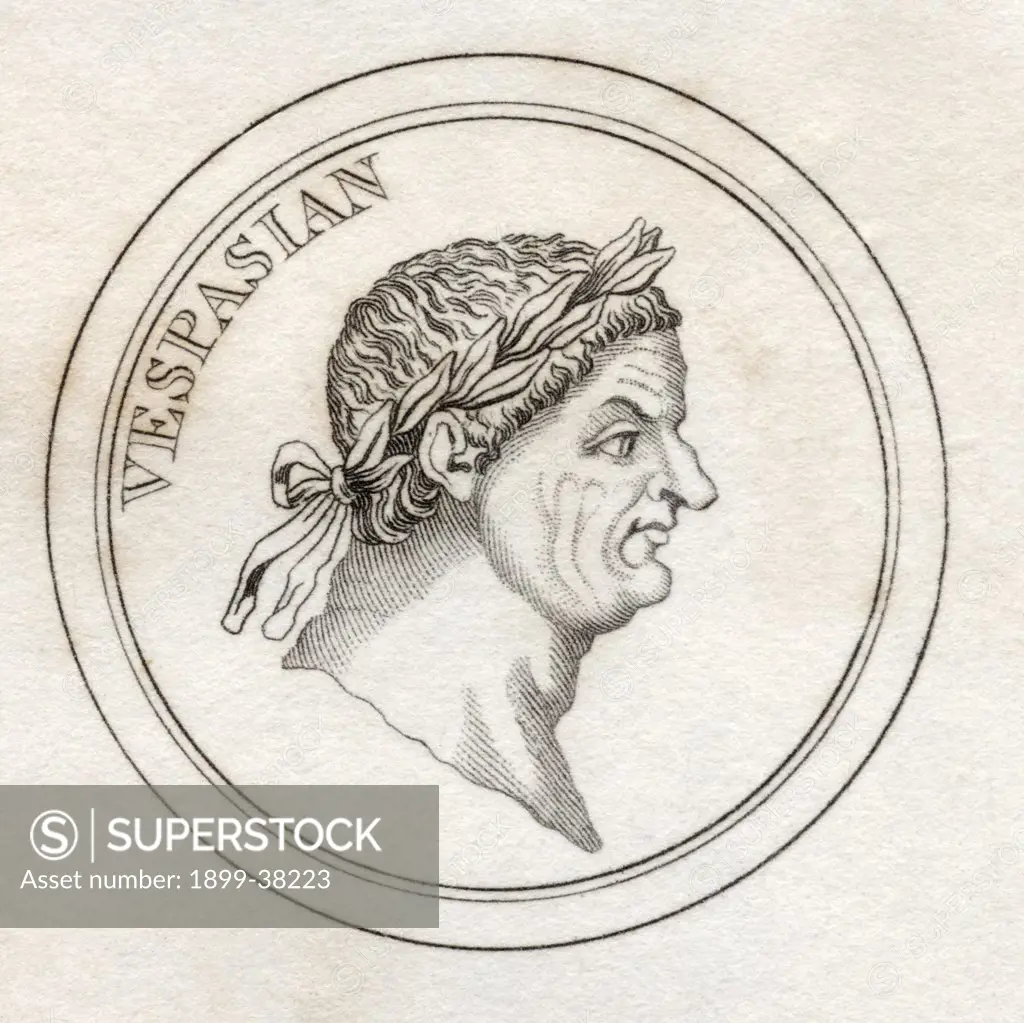 Vespasian Titus Flavius Sabinus Vespasianus AD 9 - 79 Roman Emperor From the book Crabbs Historical Dictionary published 1825