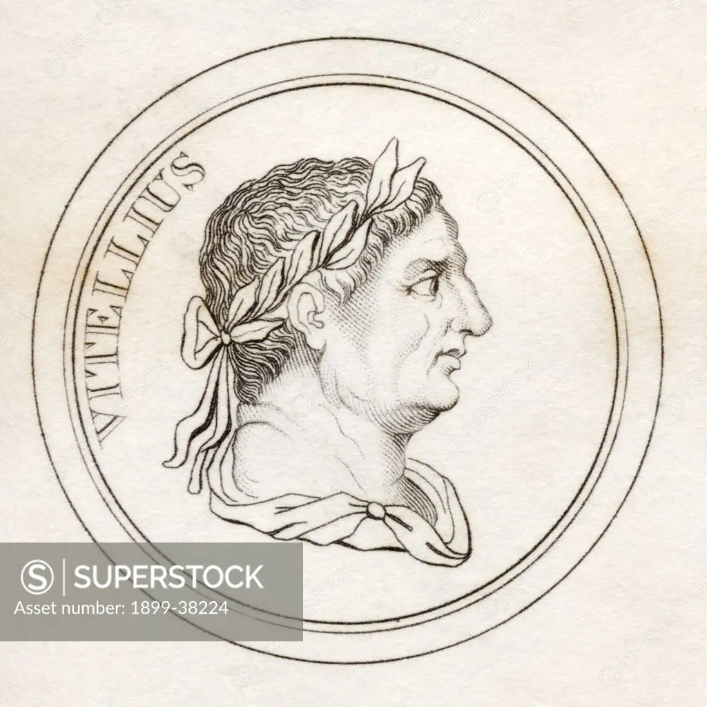 Vitellius AD15 - 69 Aulus Vitellius Germanicus Augustus Roman emperor From the book Crabbs Historical Dictionary published 1825