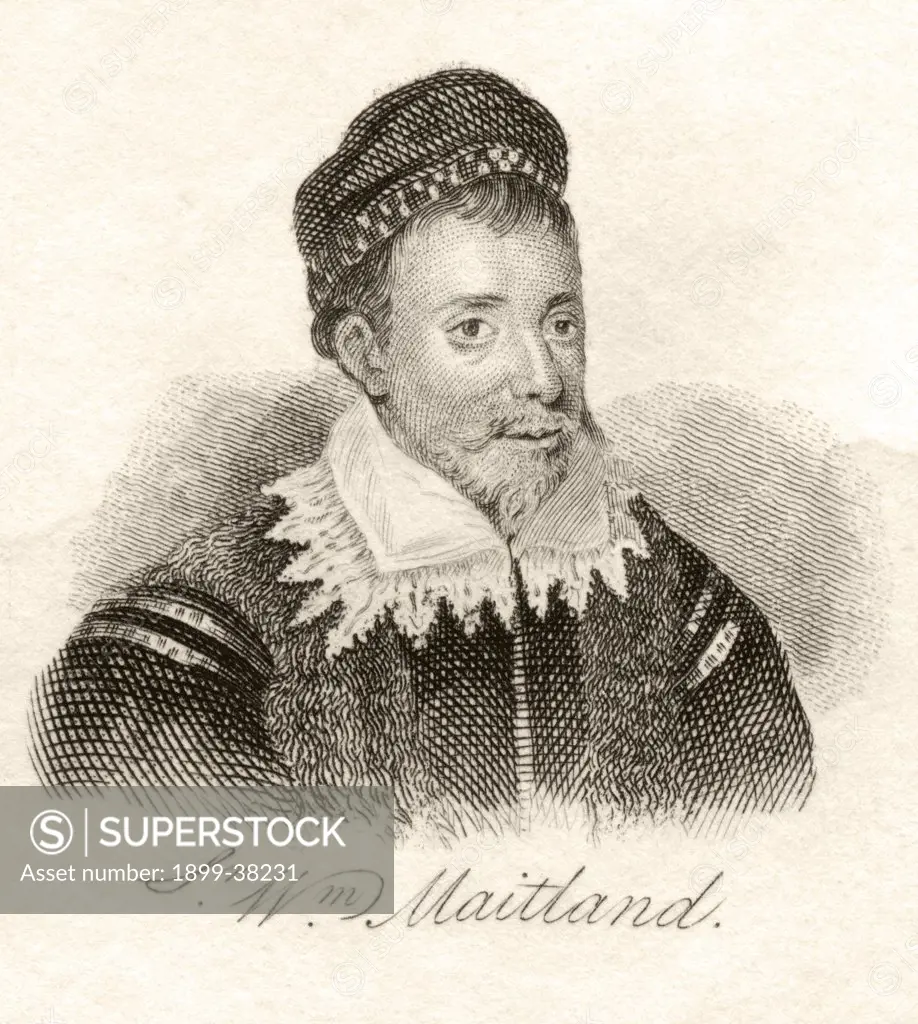 William Maitland 1528-1573 Called Secretary Lethington Scottish statesman From the book Crabbs Historical Dictionary published 1825