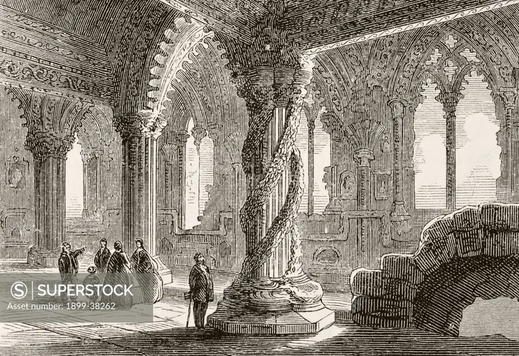 Interior of Rosslyn Chapel at Roslin Scotland. From The National and Domestic History of England by William Aubrey published London circa 1890