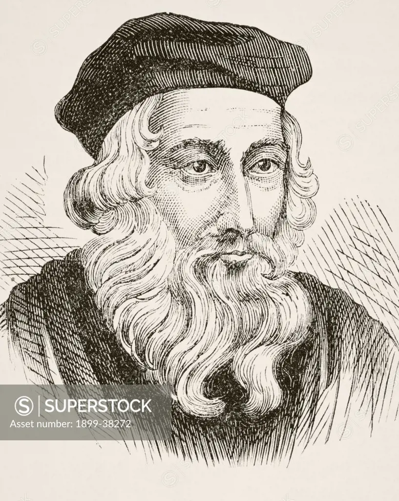 John Wycliffe circa 1325 to 1384. English theologian, reformist and translator From The National and Domestic History of England by William Aubrey published London circa 1890