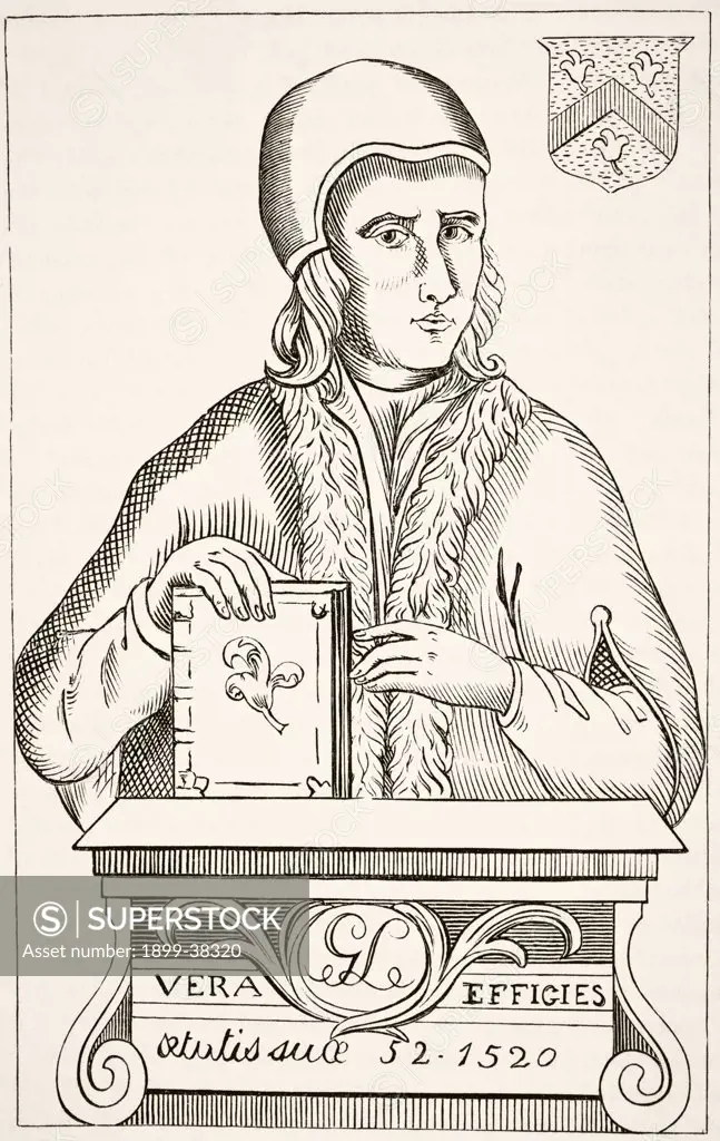 William Lilye or Lily circa 1468 to 1522. English classical grammarian and scholar. From The National and Domestic History of England by William Aubrey published London circa 1890