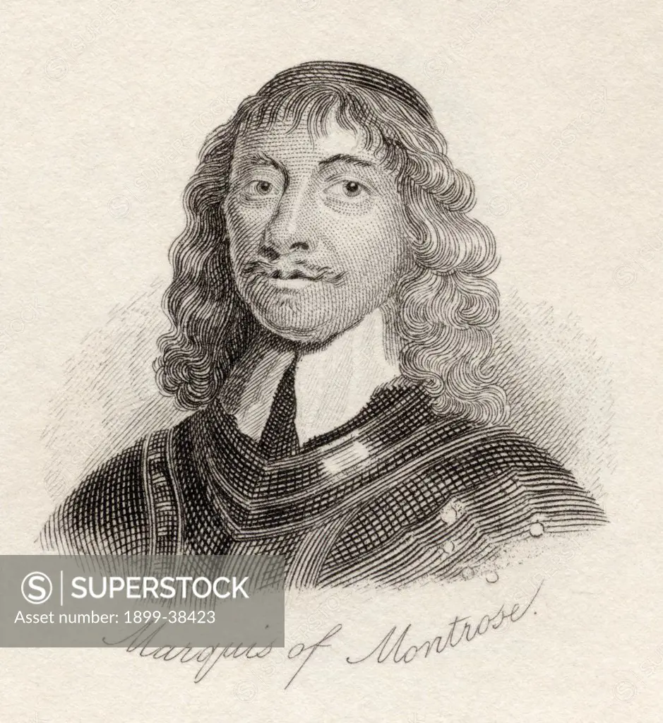 James Graham, 1st Marquess and 5th Earl of Montrose, 1612 to 1650. Scottish nobleman and soldier. From the book Crabbs Historical Dictionary published 1825