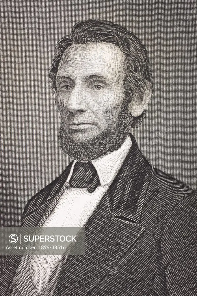 Abraham Lincoln 1809 - 1865. 16th President of the United States. From the book Gallery of Historical Portraits published c.1880. 