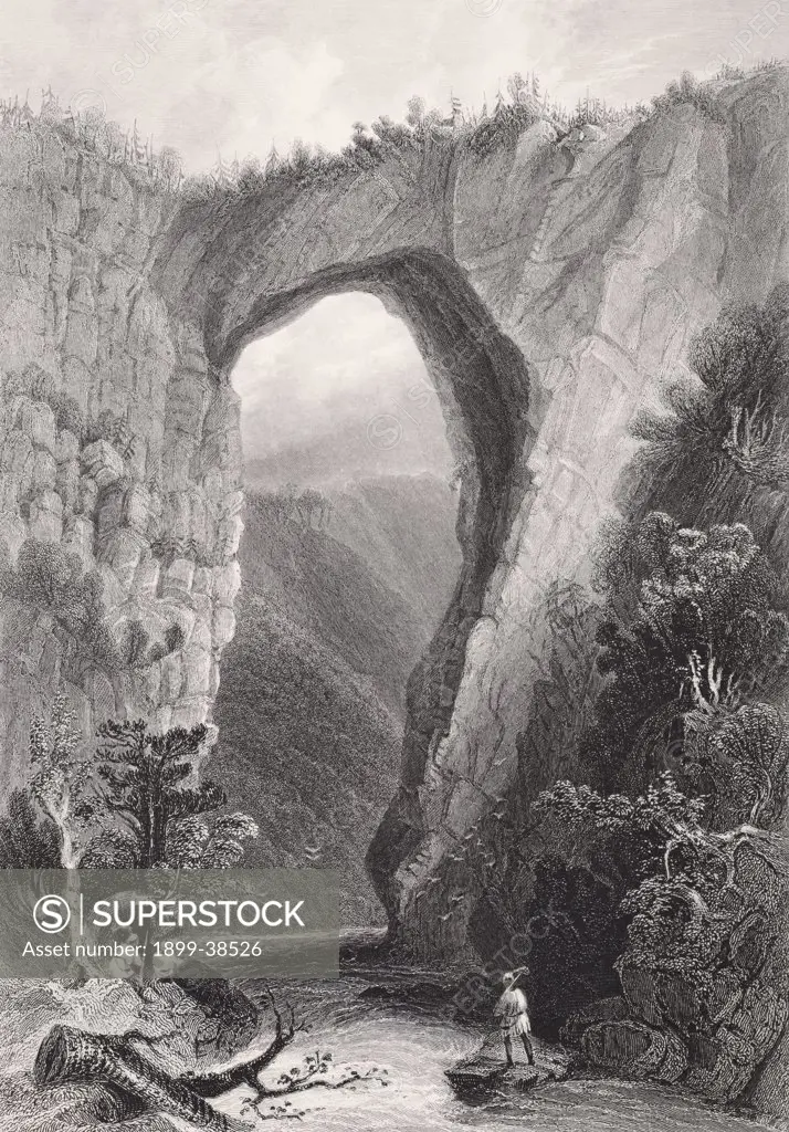Natural bridge Virginia USA. From the book Gallery of Historical Portraits published c.1880.