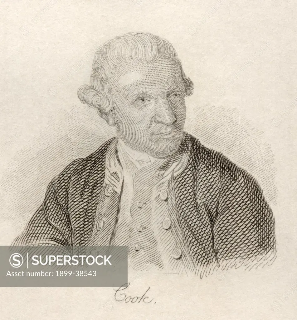 Captain James Cook 1728 - 1779. British naval commander, navigator and explorer. From the book Crabb's Historical Dictionary published 1825.