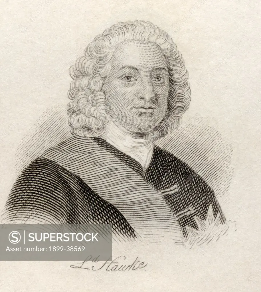 Edward Hawke, 1st Baron Hawke 1705 - 1781. English officer in the Royal Navy. From the book Crabb's Historical Dictionary published 1825.