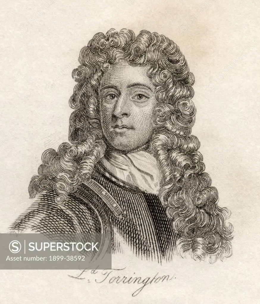 Arthur Herbert, Earl of Torrington 1647 - 1716. British admiral and politician. From the book Crabb's Historical Dictionary published 1825.