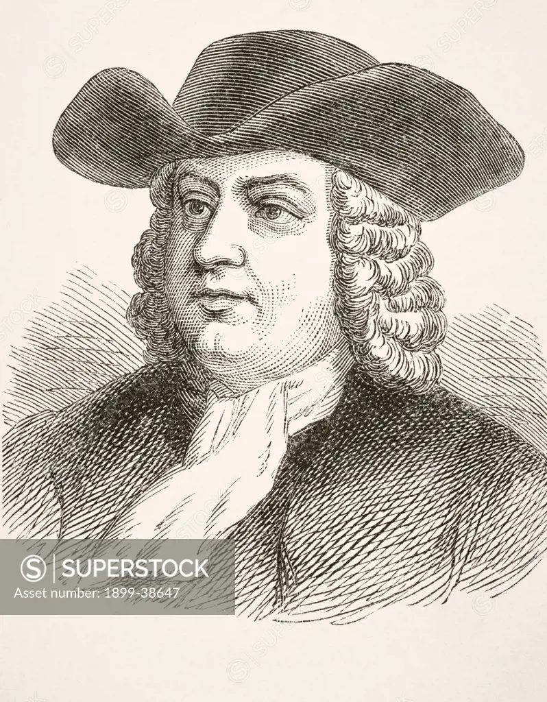 William Penn 1644 to 1718, English Quaker leader. From The National and Domestic History of England by William Aubrey published London circa 1890