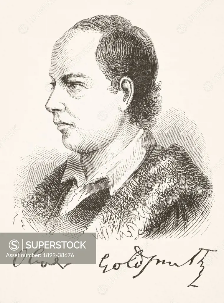 Oliver Goldsmith 1728 -1774. Anglo Irish playwright, novelist, dramatist, poet and essayist. From The National and Domestic History of England by William Aubrey published London circa 1890
