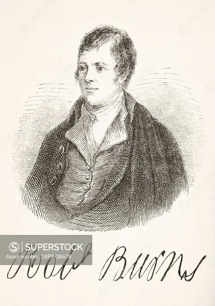 Robert Burns 1759 - 1796. Scottish poet. From The National and Domestic History of England by William Aubrey published London circa 1890