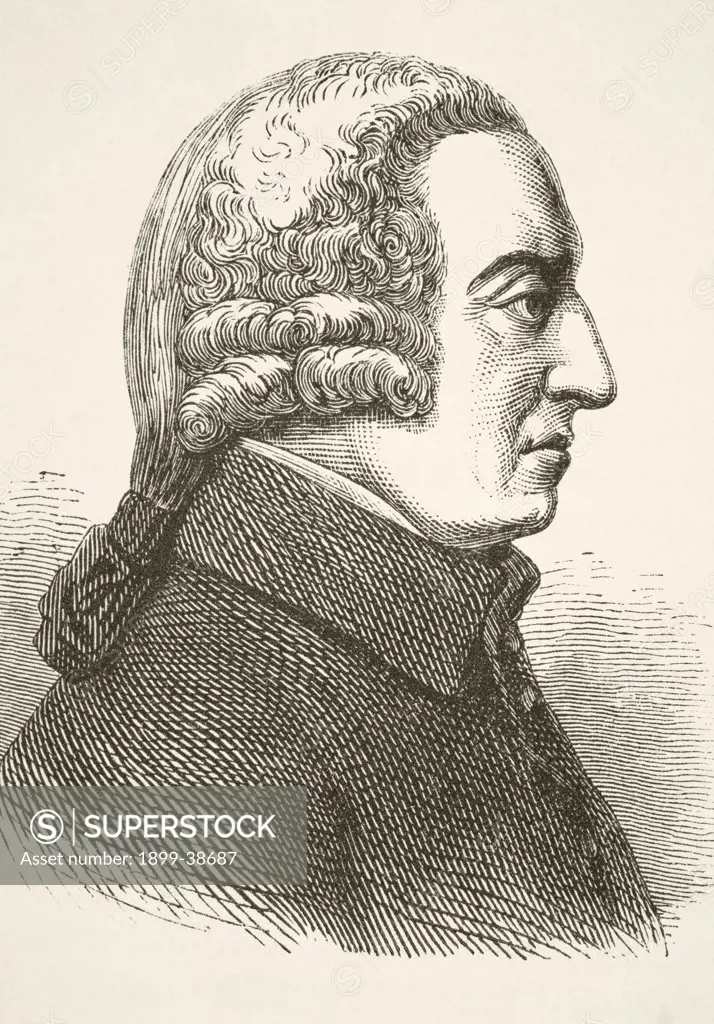 Adam Smith 1723 - 1790. Scottish social philosopher and economist. From The National and Domestic History of England by William Aubrey published London circa 1890