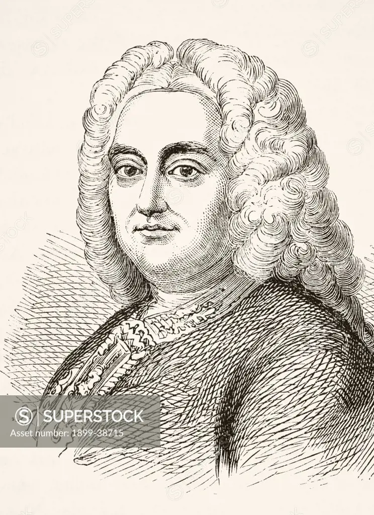 George Frideric Handel 1685 to 1759. German born English composer of the late Baroque era. From The National and Domestic History of England by William Aubrey published London circa 1890