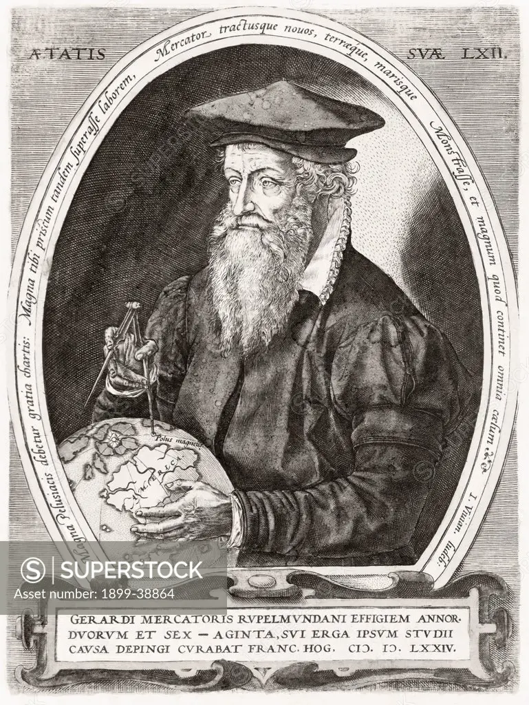 Gerardus Mercator 1512 to 1594 Flemish cartographer after a 19th century illustration