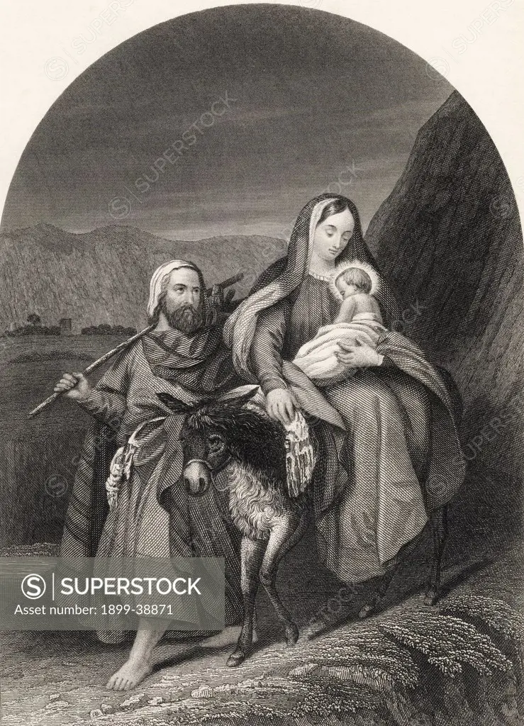 Flight into Egypt From The National Illustrated Family Bible published c1870