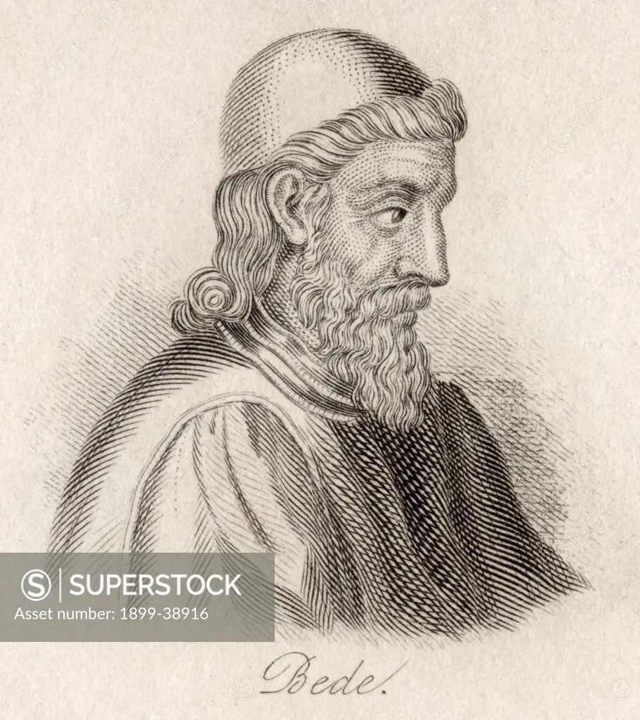 The Venerable Bede, AD 673-735. English historian and Doctor of the Church. Engraved by J.W.Cook.