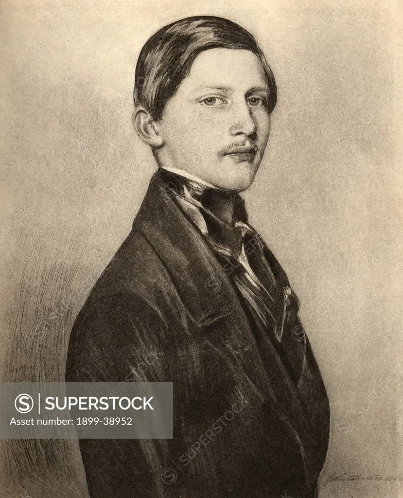 Prince Frederick William III, 1831-1888. Emperor of Germany and king of Prussia Mar-June 1888 Engraved by Emery Walker from the picture by F. Winterhalter. From the book ""The Letters of Queen Victoria 1844-1853 Vol II""published 1907. 