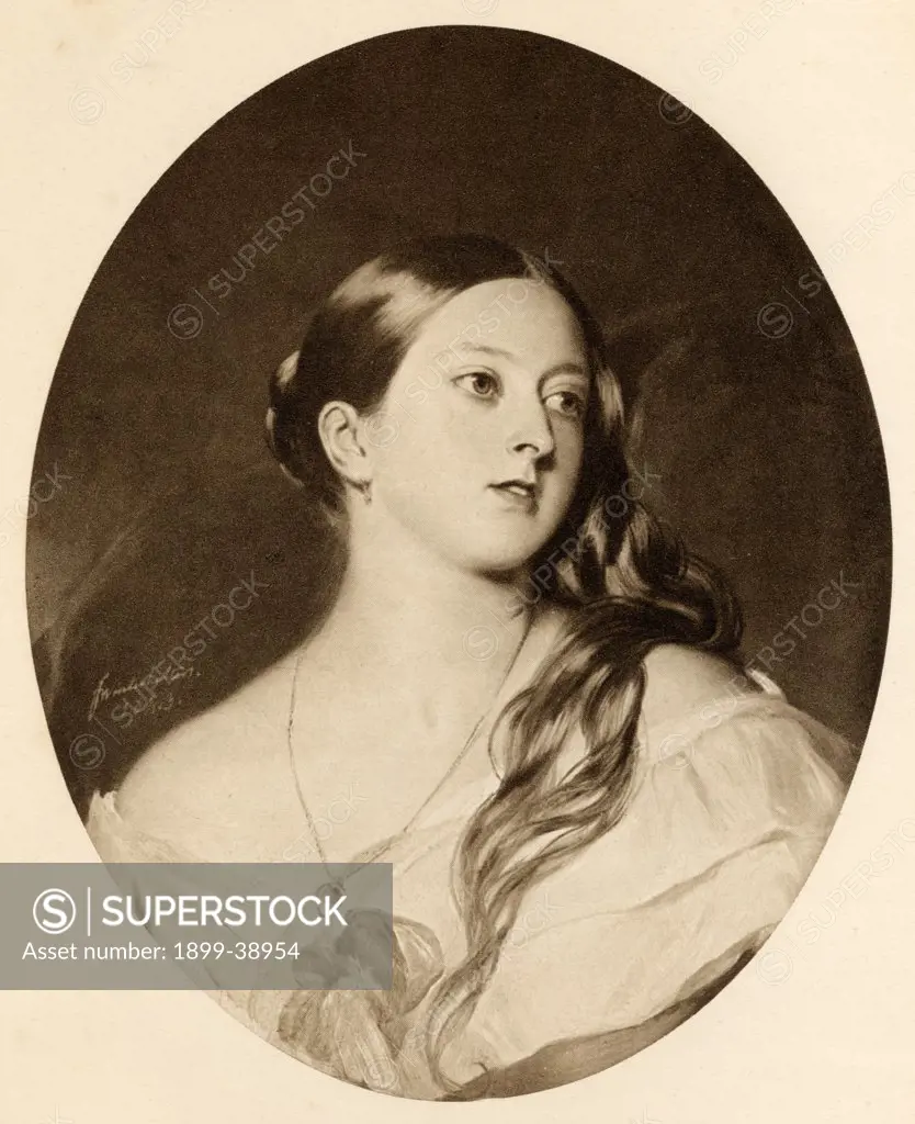Queen Victoria 1819-1901 Princess Alexandrina Victoria of Saxe-Coburg in 1843 From the picture by F. Winterhalter. From the book ""The Letters of Queen Victoria 1844-1853 Vol II""published 1907. 