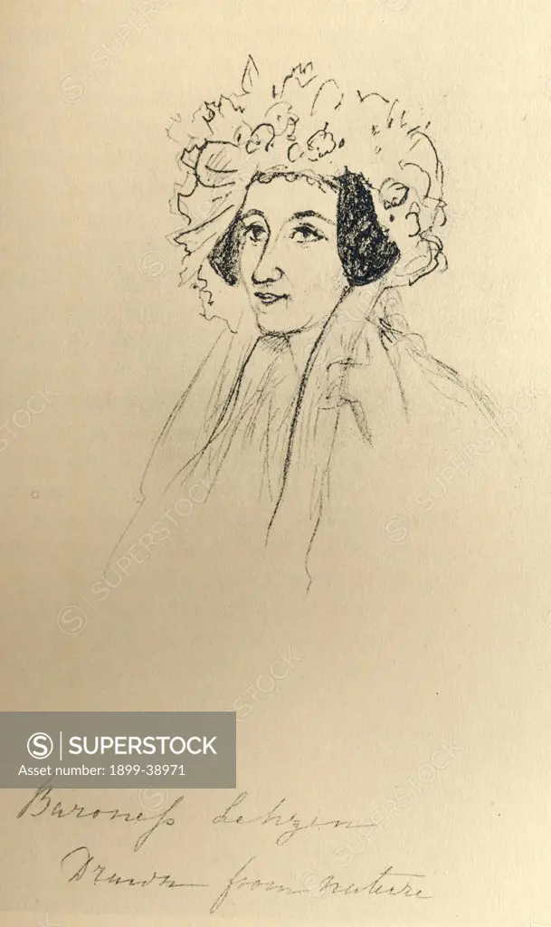 Louise Lehzen,1784-1870. German baroness. She became governess to, and later adviser and companion to Queen Victoria. From a sketch by Queen Victoria before her accession. From the book 'The Girlhood of Queen Victoria 1832-1840 Vol II' published 1912.