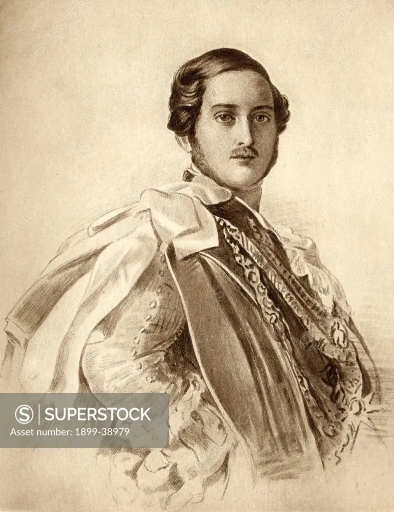 Prince Albert, Prince Consort 1819-1861. From a portrait by Dalton after F. Winterhalter.From the book 'The Girlhood of Queen Victoria 1832-1840 Vol II' published 1912.
