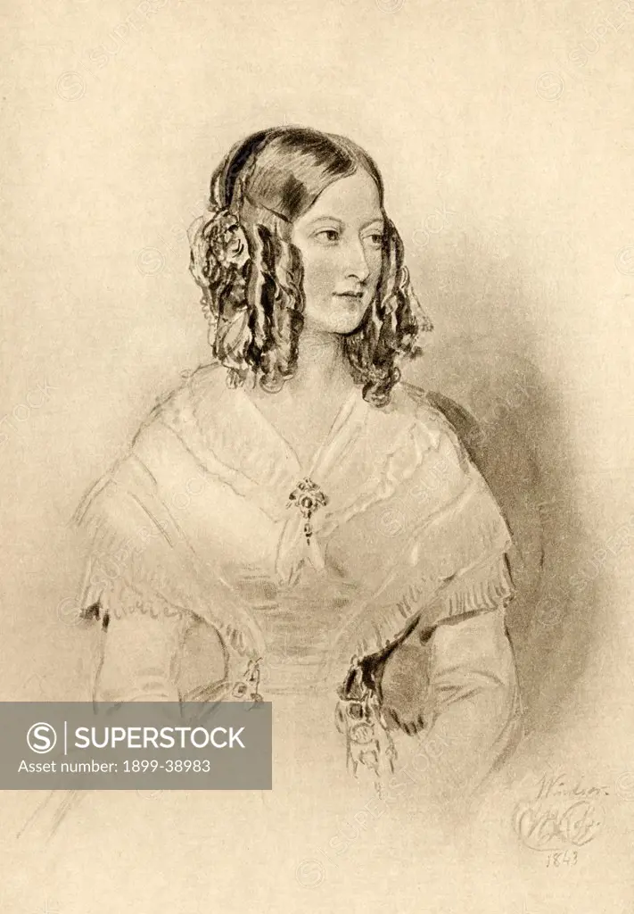 Princess Victoire of Saxe-Coburg and Gotha, Duchess of Nemours, 1822-1857.From a portrait by Sir.W.Ross.From the book 'The Girlhood of Queen Victoria 1832-1840 Vol II' published 1912.