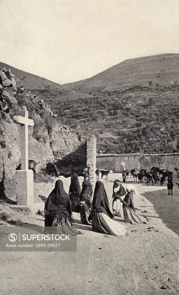 A roadside scene in Spain c.1900