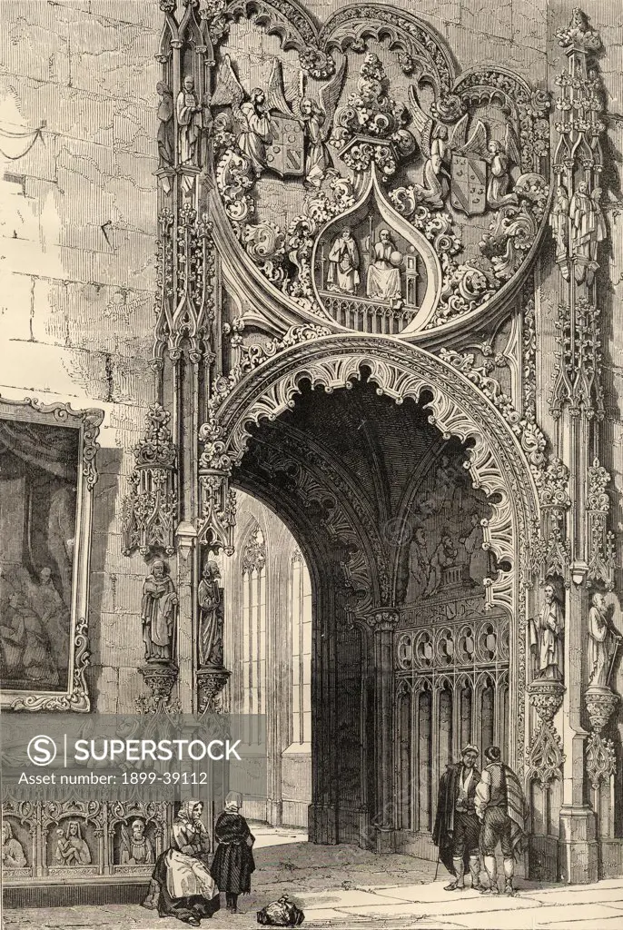 Gateway of the cathedral Segovia Spain From the book Spanish Pictures by the Rev Samuel Manning published 1870