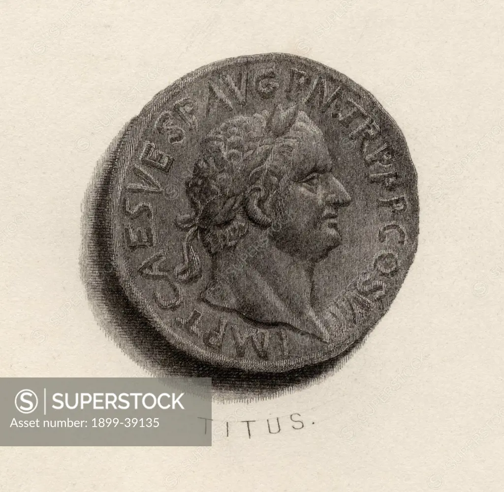 Aureus coin from the era of Titus Flavius Vespasianus, A.D. 79-81. Roman Emperor.