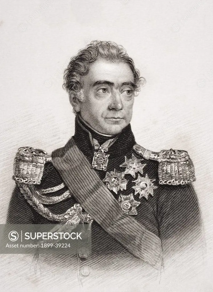 Auguste Frederic Louis Viesse de Marmont, Duc de Raguse, 1774-1852. French Marshal. Engraved by R. Young after Maurir.