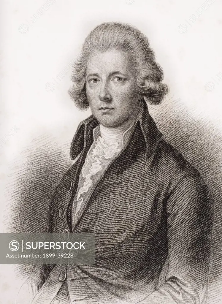William Pitt, The Younger, 1759-1806. British Prime Minister 1783-1801 & 1804-1806. Engraved by S. Freeman from an original painting by Gainsborough.