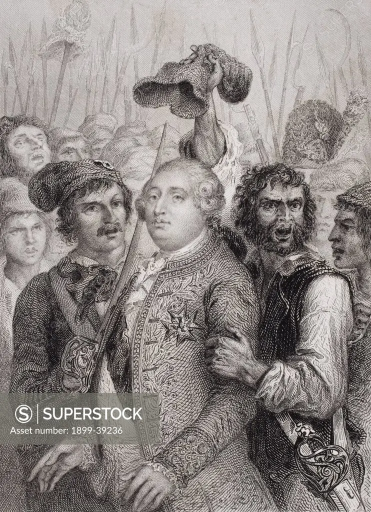 The People at the Tuileries, 20 June, 1792. Louis XVI 1754 1793. King of France 1774 1792. Engraved by J. Smith after Raffet.