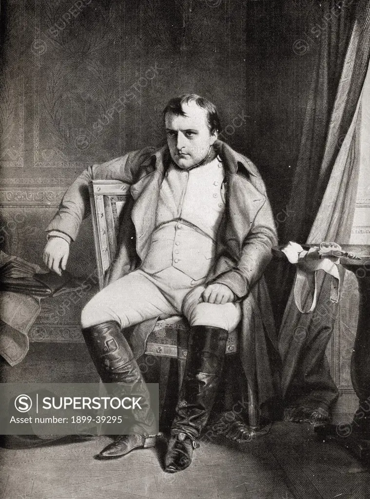Napoleon Bonaparte, 1769-1821. From the picture by Horace Vernet. From the book ""V.R.I. Her Life and Empire"" by The Marquis of Lorne, K.T. now his grace The Duke of Argyll.