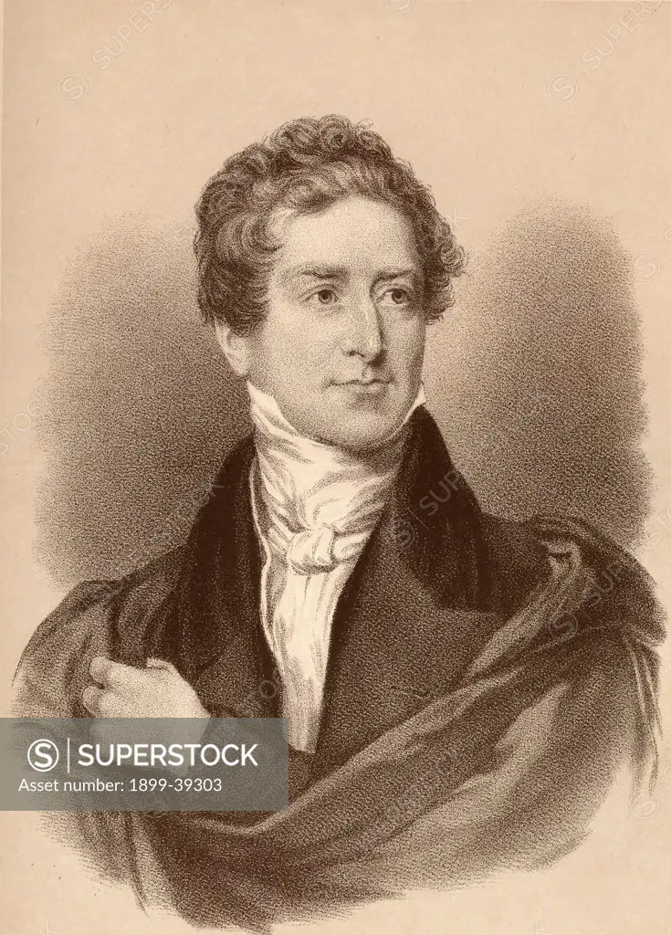 Sir Robert Peel, 2nd.Baronet,1788-1850. British prime minister (1834-35, 1841-46) and founder of the Conservative Party, who was responsible for the repeal (1846) of the Corn Laws that had restricted imports. From the portrait by Sir Thomas Lawrence.
