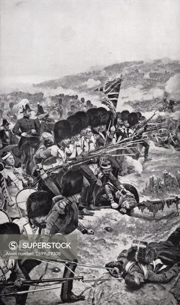 The Storming of the Great Redoubt at the Battle of the Alma, September 20, 1854. From the picture by R. Caton Woodville. From the book ""V.R.I. Her Life and Empire"" by The Marquis of Lorne, K.T. now his grace The Duke of Argyll.