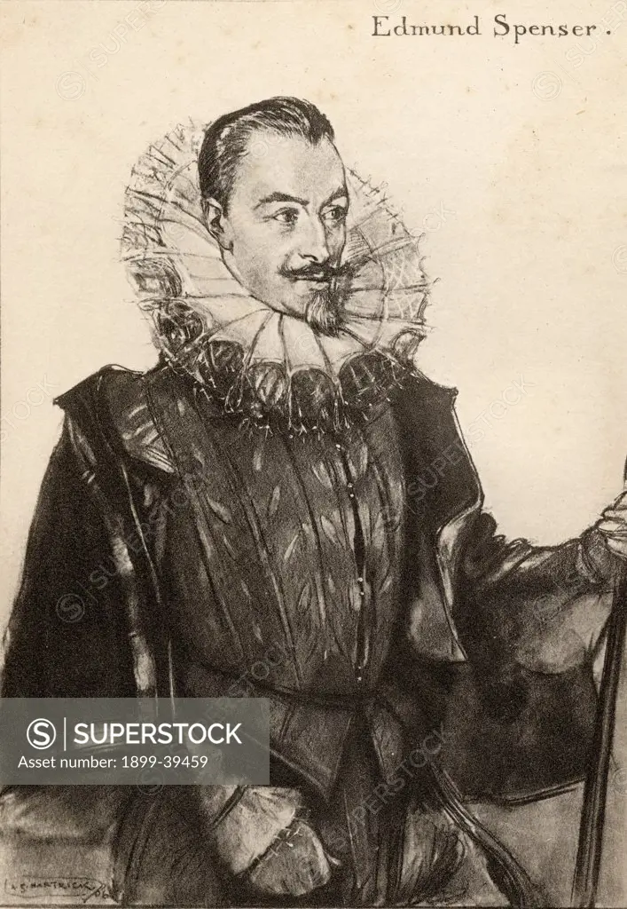 Edmund Spenser,1552-1599. English renaissance poet. From an illustration by A.S. Hartrick.