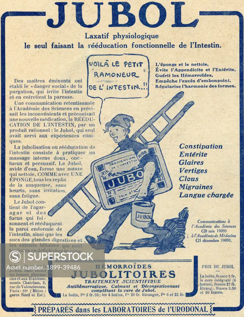 French advertisement c.1916 for ""Jubol""a laxative.