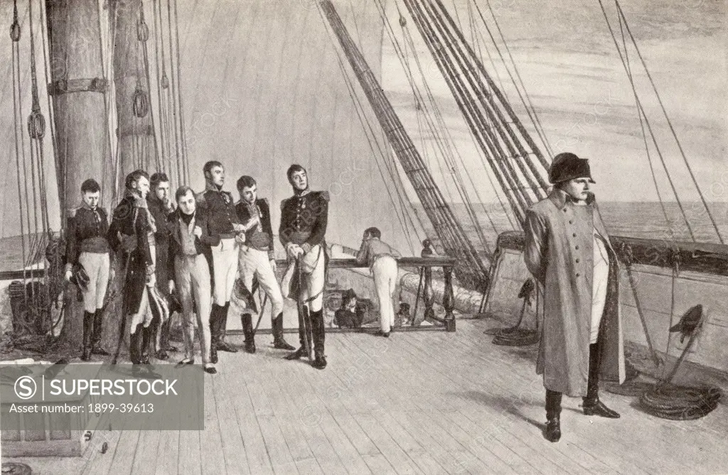 Napoleon Bonaparte, 1769-1821. Emperor of the French. Napoleon on board the ""Bellerophon"" Photograph from the book""Masterpieces of Orchardson""