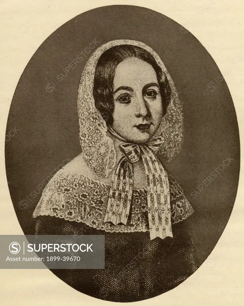 Fredrika Bremer, 1801-1865. Swedish novelist born in Finland. From the book ""The Masterpiece Library of Short Stories, Scandinavian and Dutch, Volume 19""