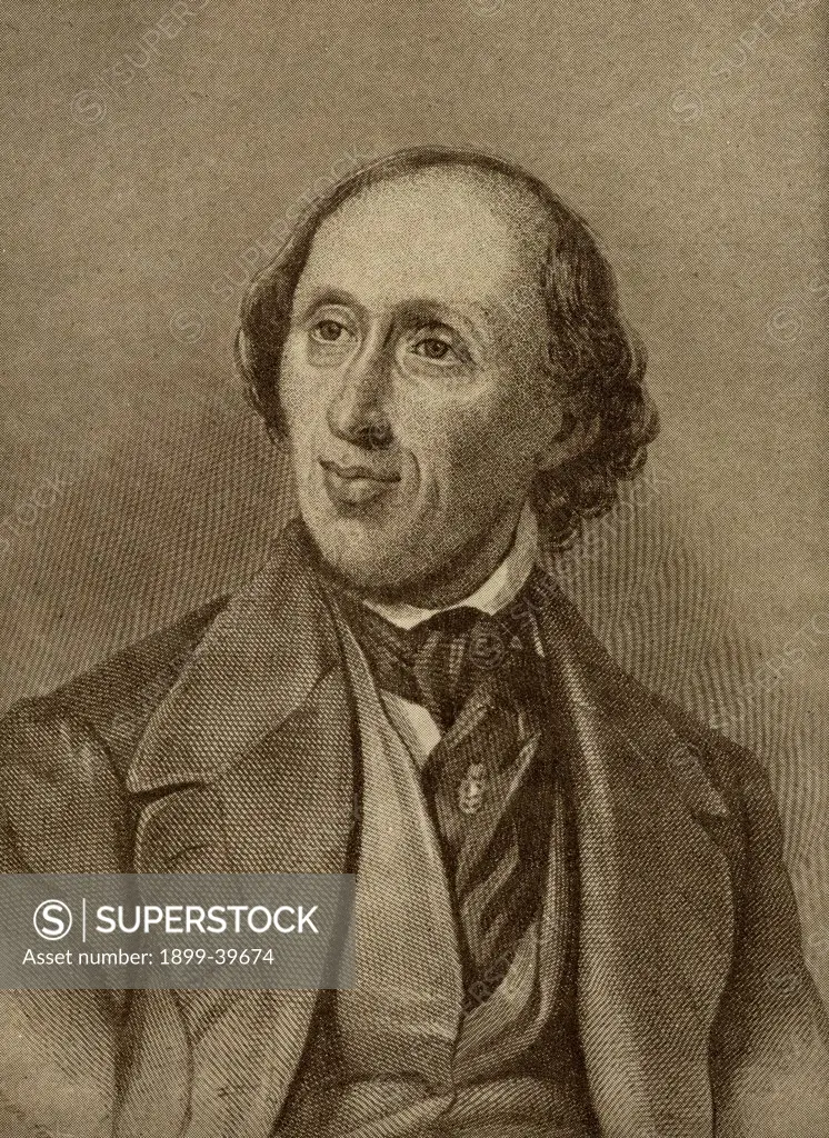 Hans Christian Anderson, 1805-1875. Danish author of fairy tales. From the book ""The Masterpiece Library of Short Stories, Scandinavian and Dutch, Volume 19""