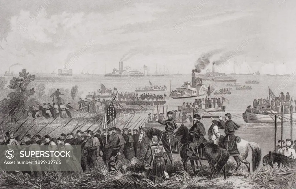 Landing of troops on Roanoke Island North Carolina 1862. Artist William Momberger