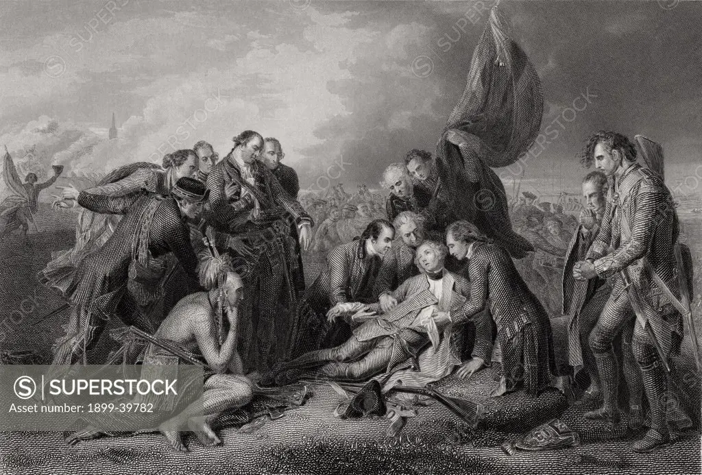 The Death of General Wolfe at the battle of Quebec 1759 General James Wolfe 1727-1759 British General From a 19th century print engraved by S Smith after B West
