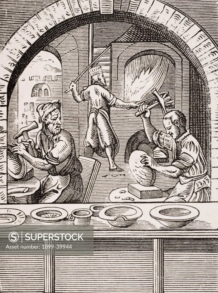 Basin maker. 19th century reproduction of 16th century woodcut by Jost Amman